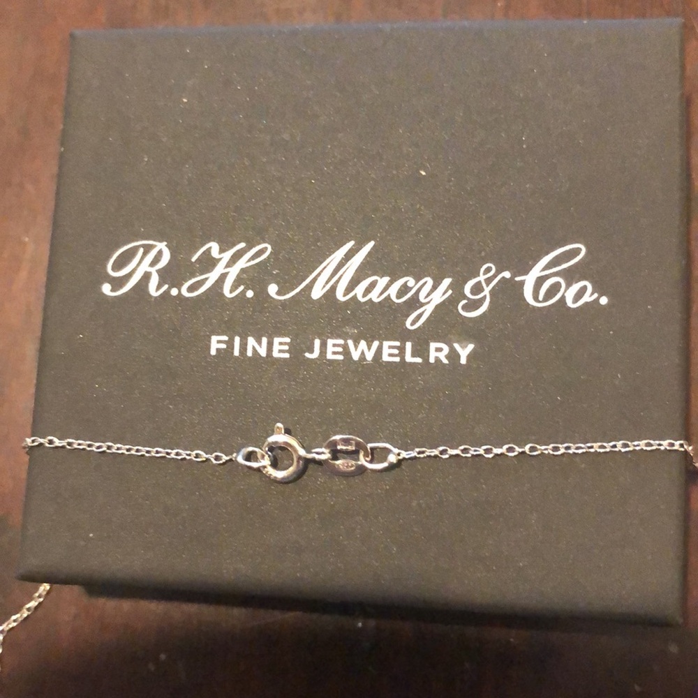 Sterling Silver Initial Necklace (“E”) with Diamonds - Picture 5 of 6